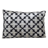 VELVET IKAT PILLOW COVER BLACK SILVER CROSS Q4